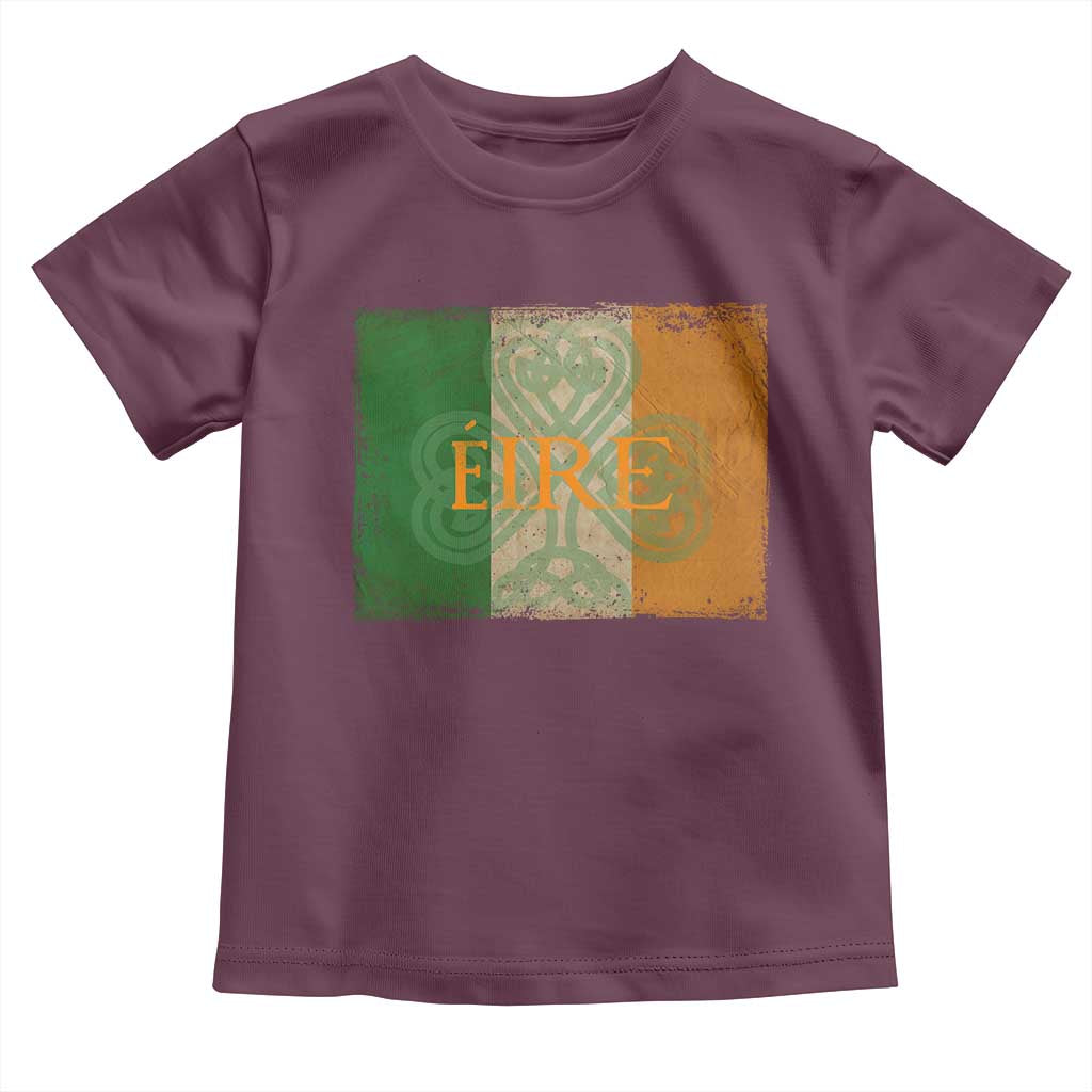 Eire Irish Pride Toddler T Shirt Celtic Shamrock Ireland Flag TS09 Maroon Print Your Wear