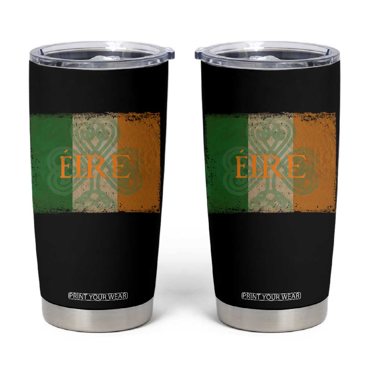Eire Irish Pride Tumbler Cup Celtic Shamrock Ireland Flag TS09 Black Print Your Wear