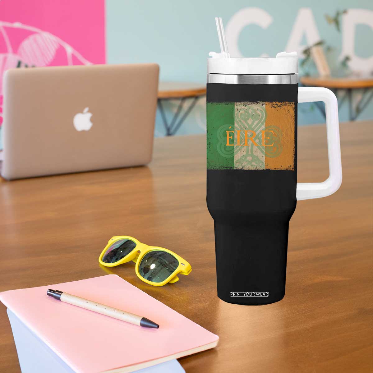 Eire Irish Pride Tumbler With Handle Celtic Shamrock Ireland Flag TS09 Print Your Wear