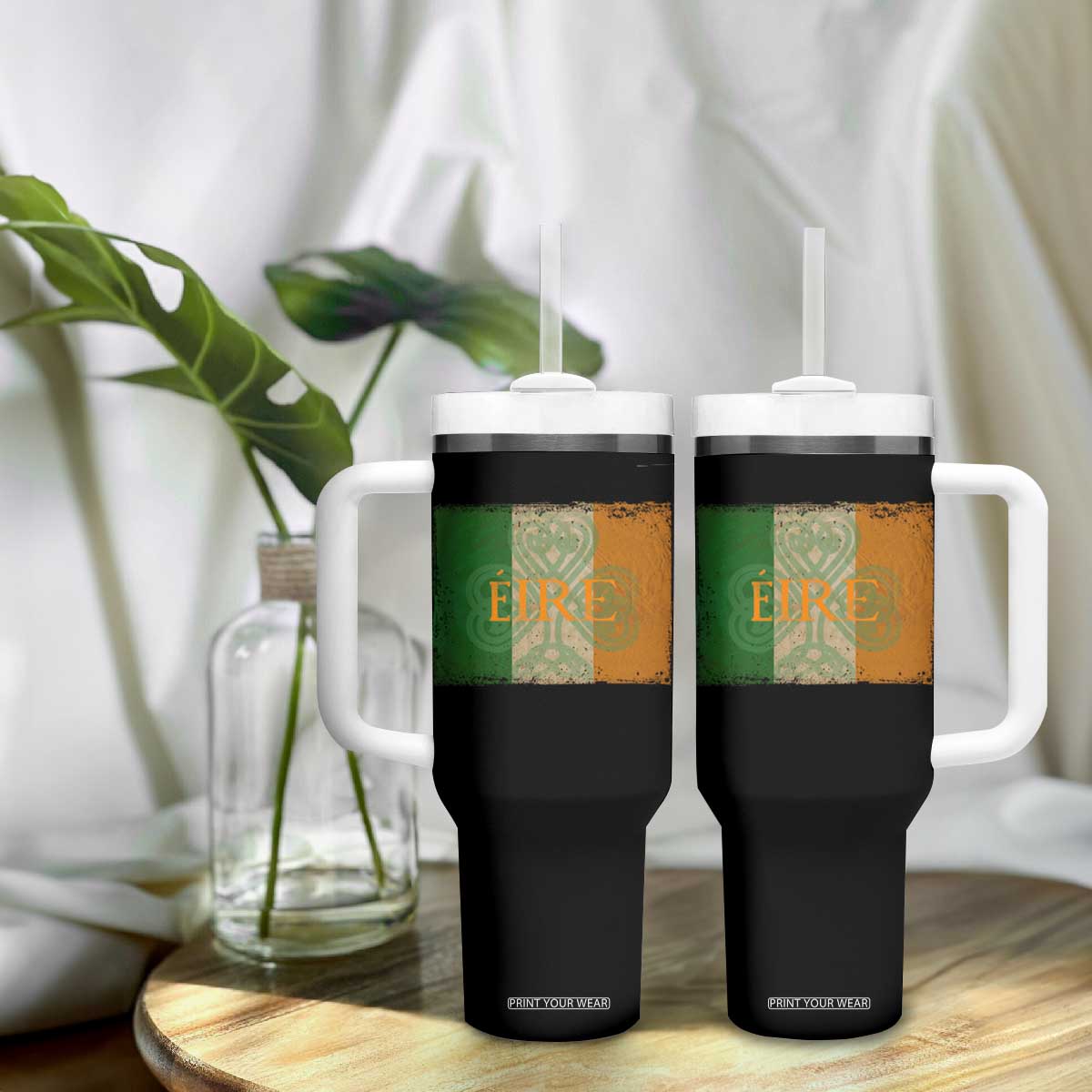 Eire Irish Pride Tumbler With Handle Celtic Shamrock Ireland Flag TS09 Print Your Wear