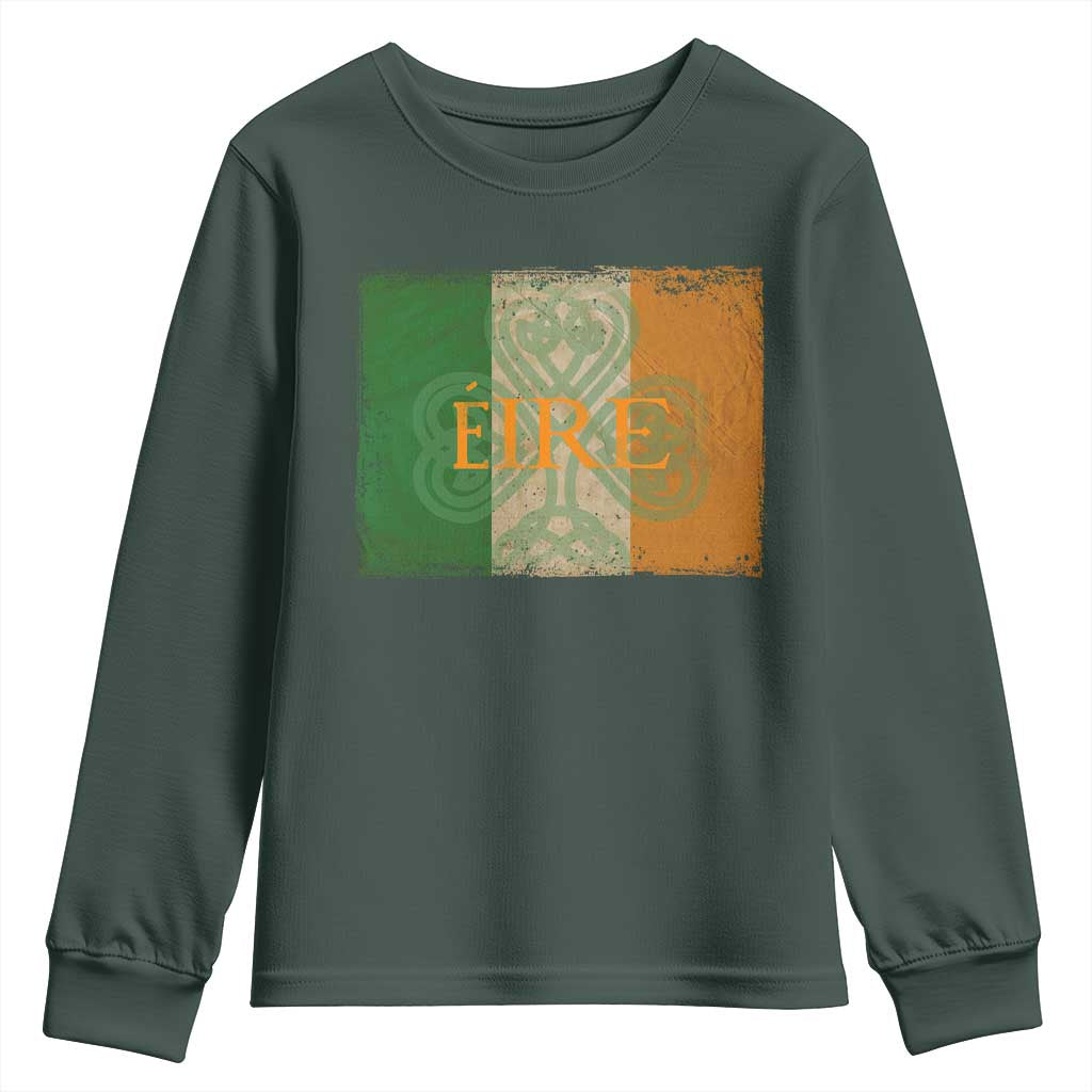 Eire Irish Pride Youth Sweatshirt Celtic Shamrock Ireland Flag TS09 Dark Forest Green Print Your Wear