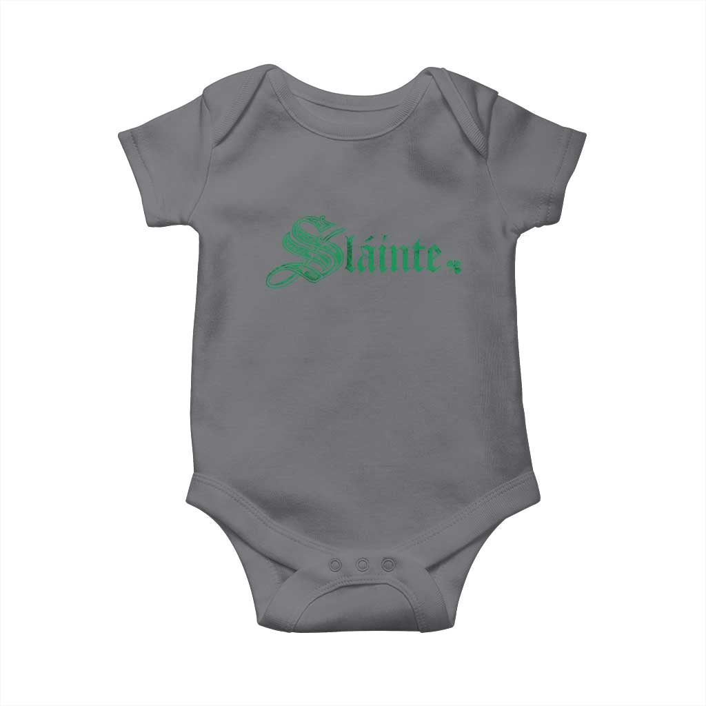 Irish Baby Onesie Slainte Cheers Good Health Ireland TS09 Charcoal Print Your Wear