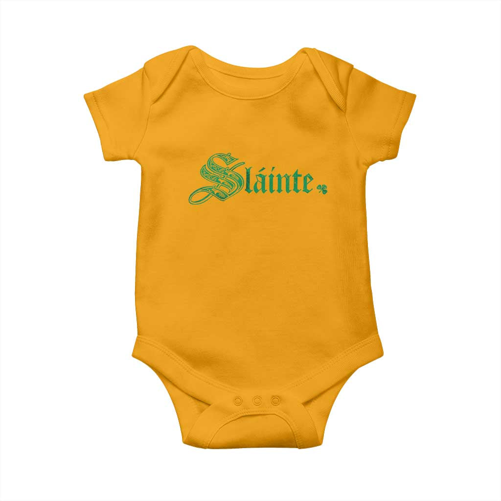 Irish Baby Onesie Slainte Cheers Good Health Ireland TS09 Gold Print Your Wear