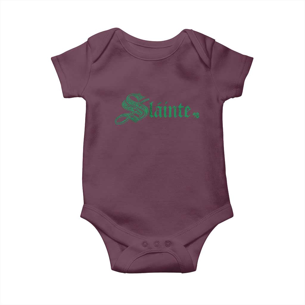 Irish Baby Onesie Slainte Cheers Good Health Ireland TS09 Maroon Print Your Wear