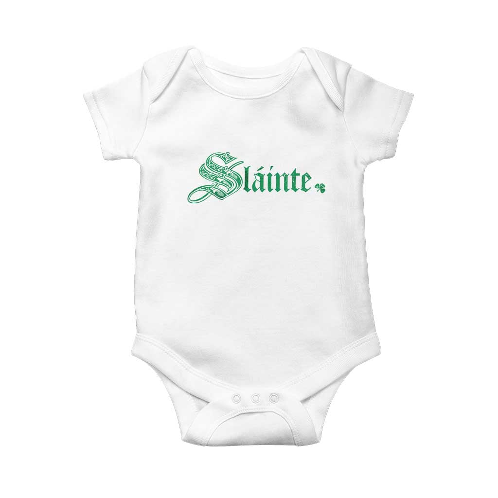 Irish Baby Onesie Slainte Cheers Good Health Ireland TS09 White Print Your Wear