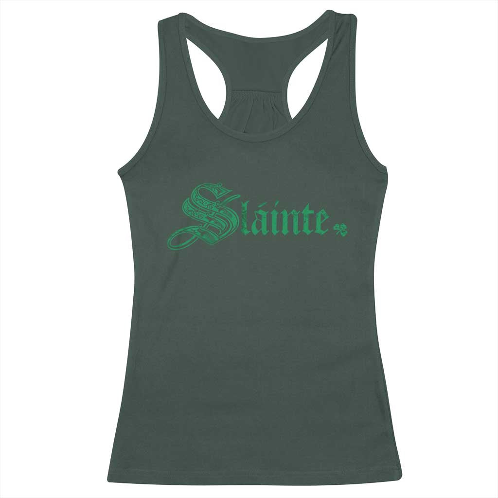 Irish Racerback Tank Top Slainte Cheers Good Health Ireland TS09 Dark Forest Green Print Your Wear