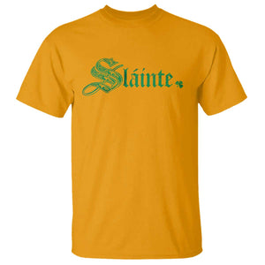Irish T Shirt Slainte Cheers Good Health Ireland TS09 Gold Print Your Wear