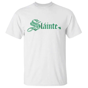 Irish T Shirt Slainte Cheers Good Health Ireland TS09 White Print Your Wear