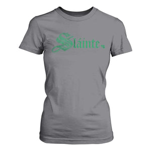 Irish T Shirt For Women Slainte Cheers Good Health Ireland TS09 Charcoal Print Your Wear