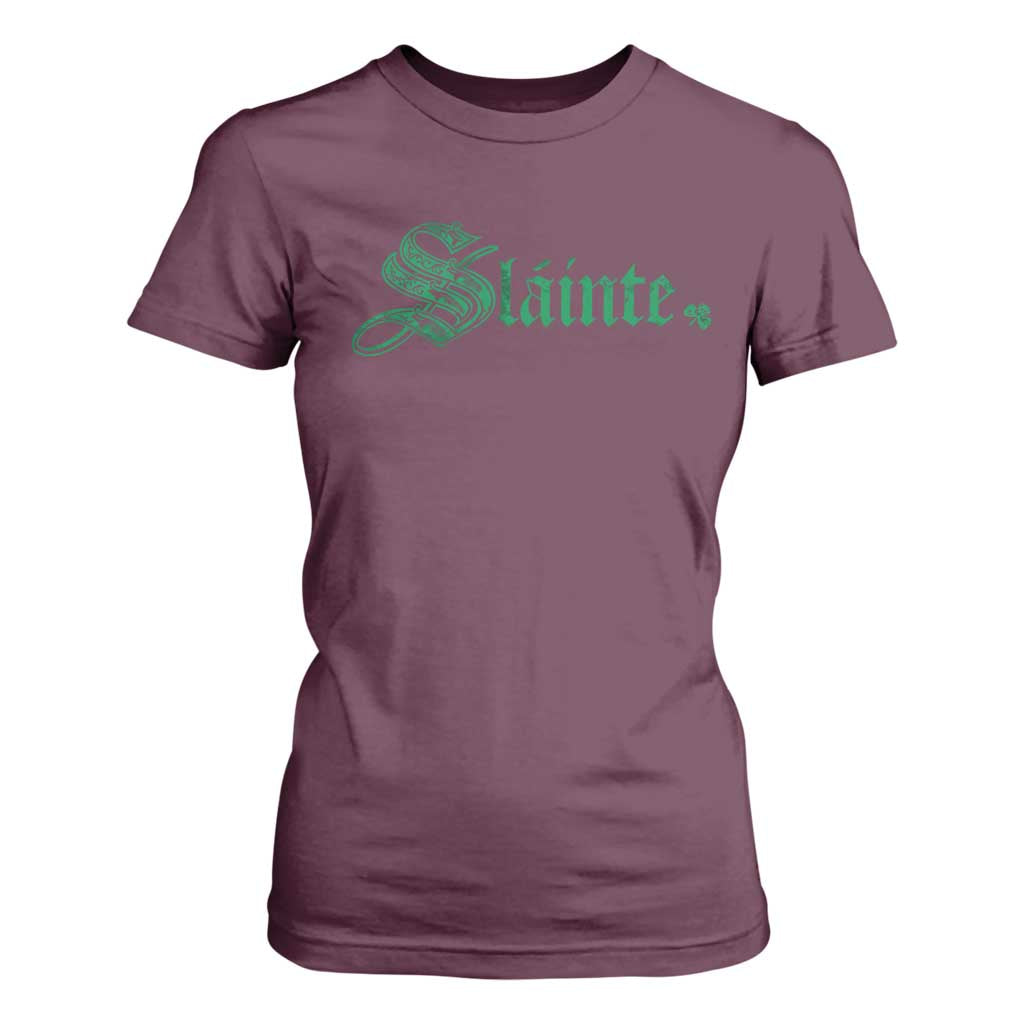 Irish T Shirt For Women Slainte Cheers Good Health Ireland TS09 Maroon Print Your Wear