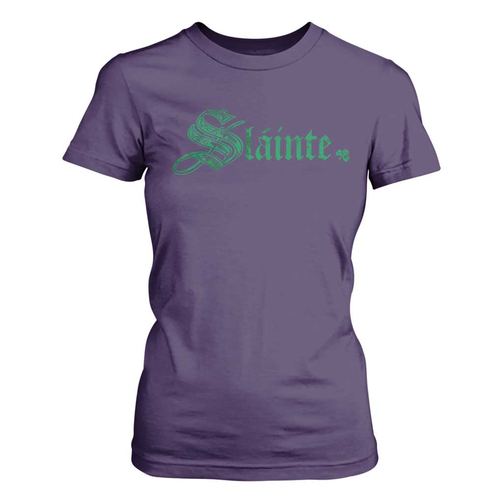 Irish T Shirt For Women Slainte Cheers Good Health Ireland TS09 Purple Print Your Wear