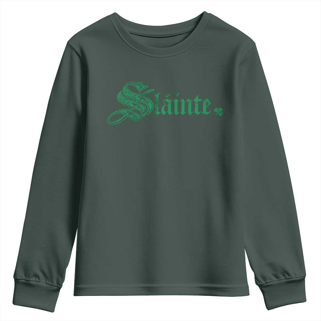 Irish Youth Sweatshirt Slainte Cheers Good Health Ireland TS09 Dark Forest Green Print Your Wear