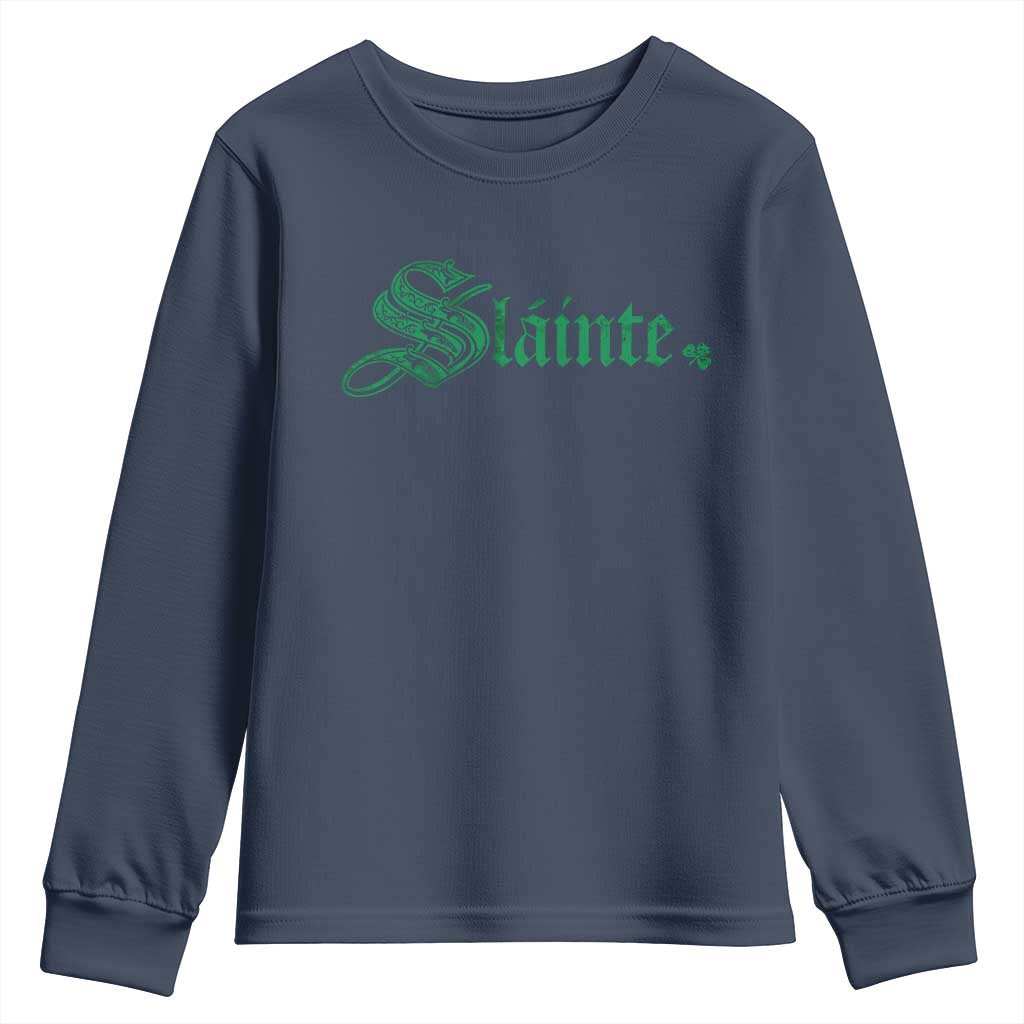Irish Youth Sweatshirt Slainte Cheers Good Health Ireland TS09 Navy Print Your Wear
