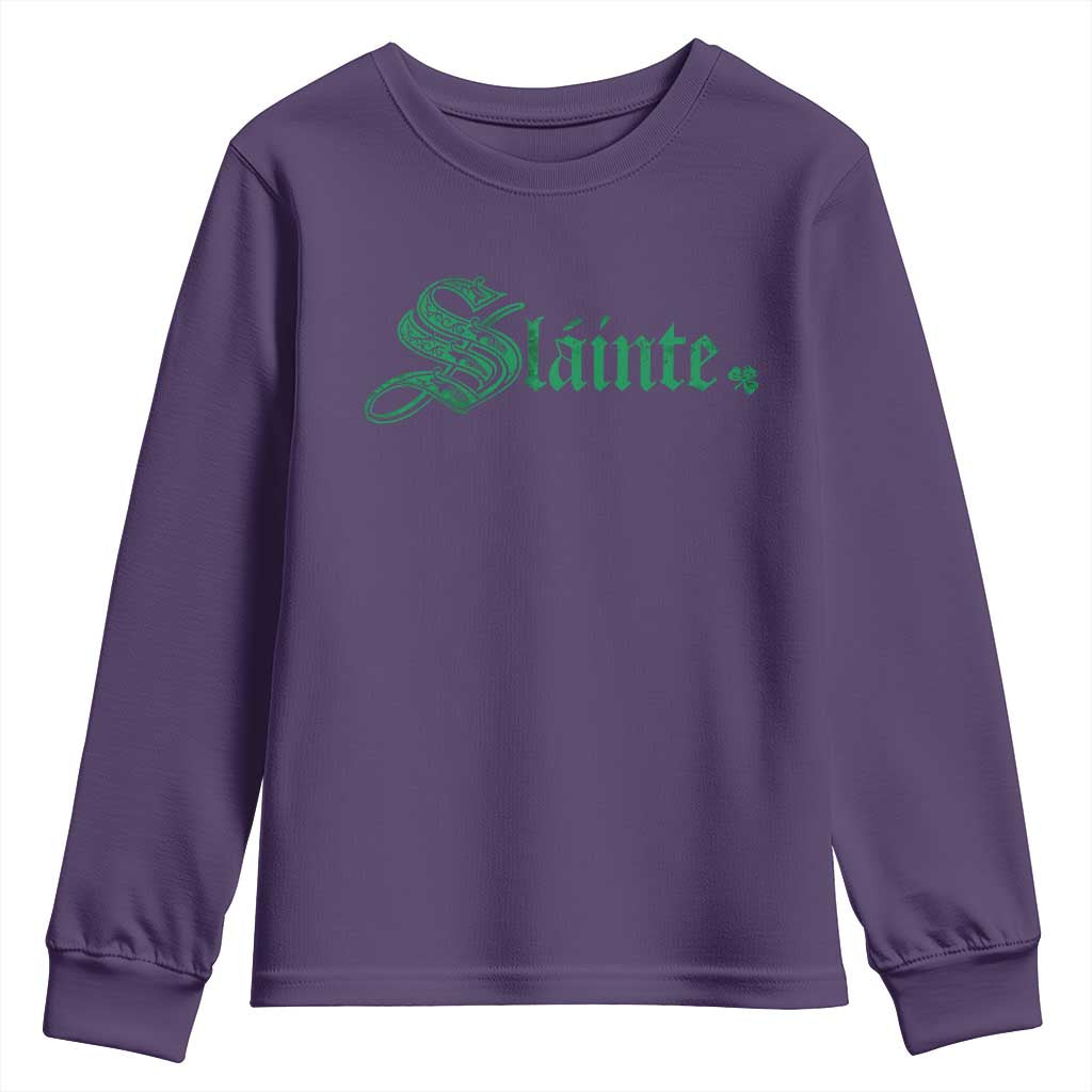 Irish Youth Sweatshirt Slainte Cheers Good Health Ireland TS09 Purple Print Your Wear
