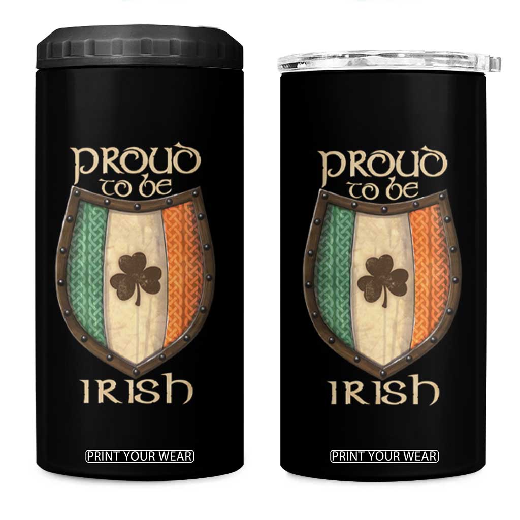Proud To Be Irish 4 in 1 Can Cooler Tumbler Celtic Shamrock Ireland Flag TS09 One Size: 16 oz Black Print Your Wear