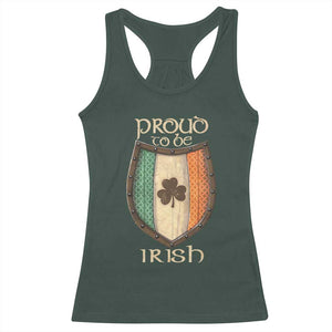 Proud To Be Irish Racerback Tank Top Celtic Shamrock Ireland Flag TS09 Dark Forest Green Print Your Wear