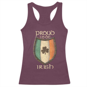 Proud To Be Irish Racerback Tank Top Celtic Shamrock Ireland Flag TS09 Maroon Print Your Wear