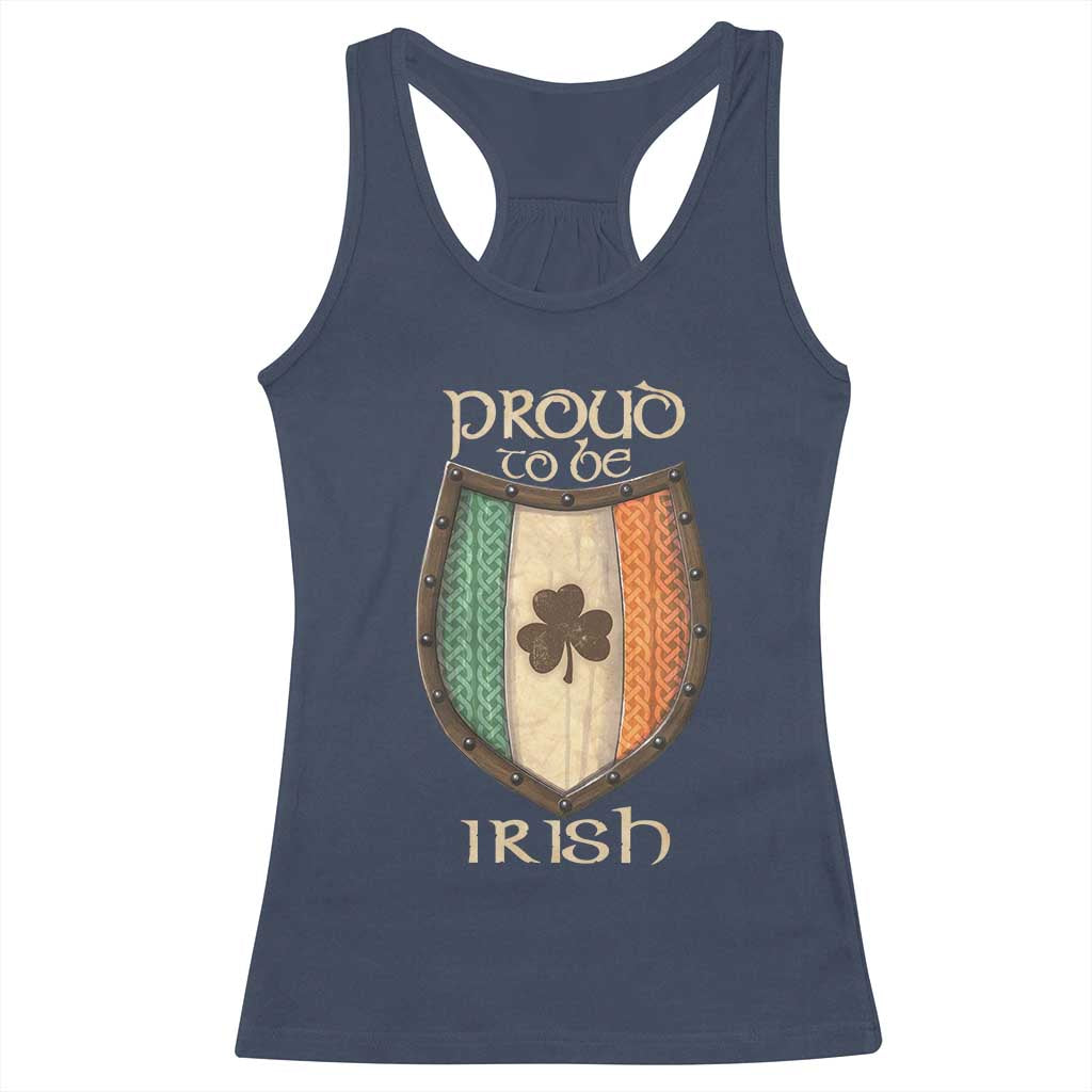 Proud To Be Irish Racerback Tank Top Celtic Shamrock Ireland Flag TS09 Navy Print Your Wear