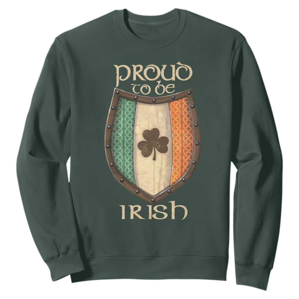 Proud To Be Irish Sweatshirt Celtic Shamrock Ireland Flag TS09 Dark Forest Green Print Your Wear