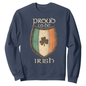 Proud To Be Irish Sweatshirt Celtic Shamrock Ireland Flag TS09 Navy Print Your Wear