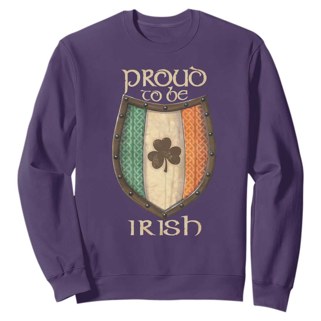 Proud To Be Irish Sweatshirt Celtic Shamrock Ireland Flag TS09 Purple Print Your Wear