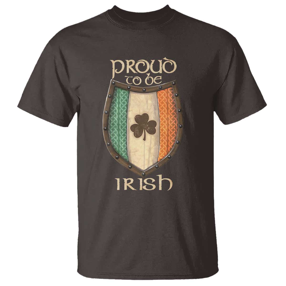 Proud To Be Irish T Shirt Celtic Shamrock Ireland Flag TS09 Dark Chocolate Print Your Wear