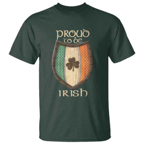 Proud To Be Irish T Shirt Celtic Shamrock Ireland Flag TS09 Dark Forest Green Print Your Wear