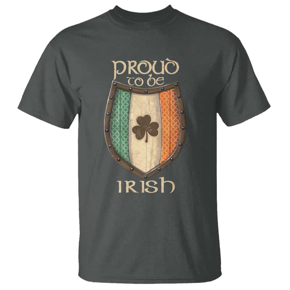 Proud To Be Irish T Shirt Celtic Shamrock Ireland Flag TS09 Dark Heather Print Your Wear