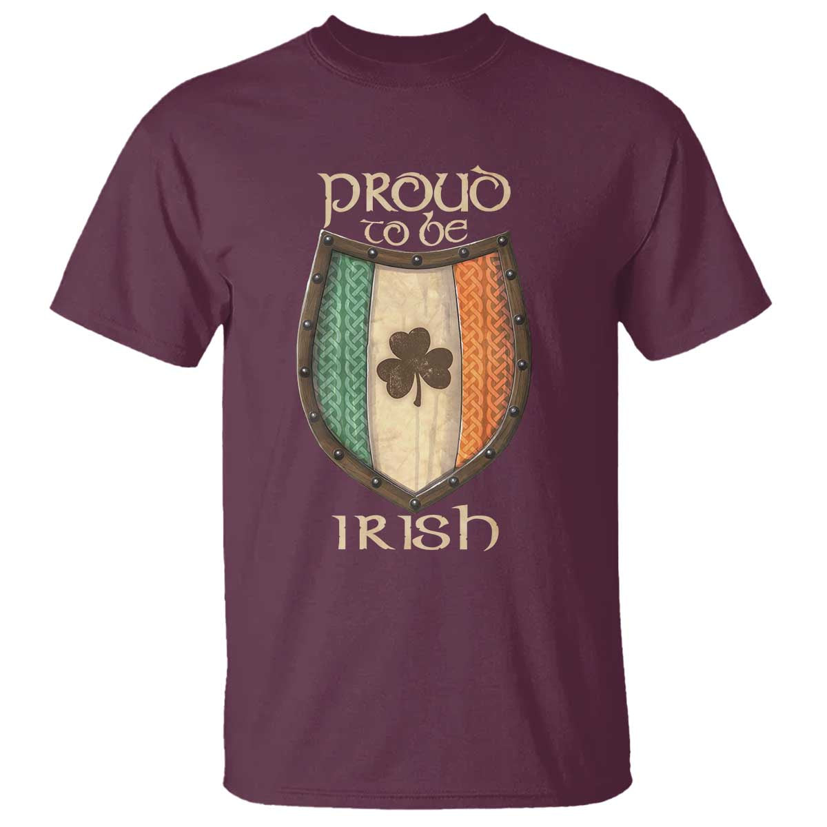 Proud To Be Irish T Shirt Celtic Shamrock Ireland Flag TS09 Maroon Print Your Wear
