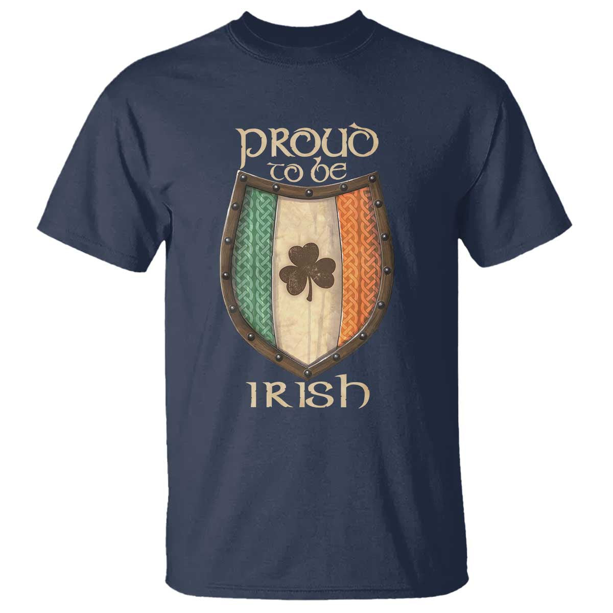 Proud To Be Irish T Shirt Celtic Shamrock Ireland Flag TS09 Navy Print Your Wear