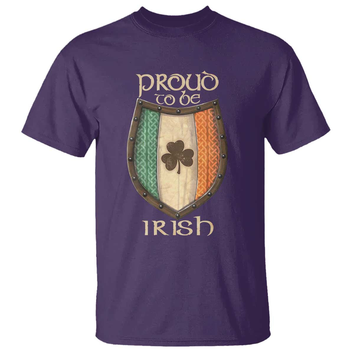 Proud To Be Irish T Shirt Celtic Shamrock Ireland Flag TS09 Purple Print Your Wear
