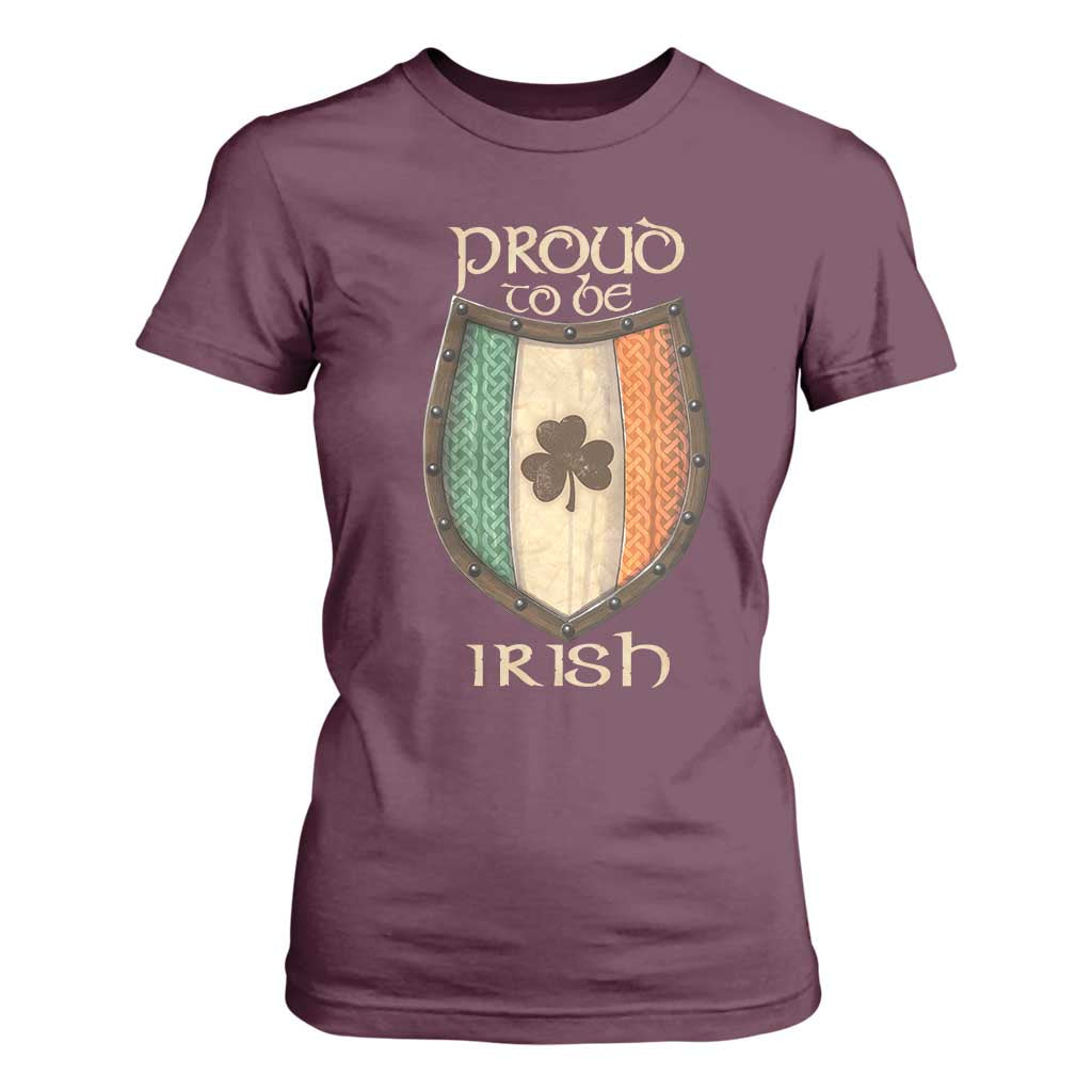 Proud To Be Irish T Shirt For Women Celtic Shamrock Ireland Flag TS09 Maroon Print Your Wear