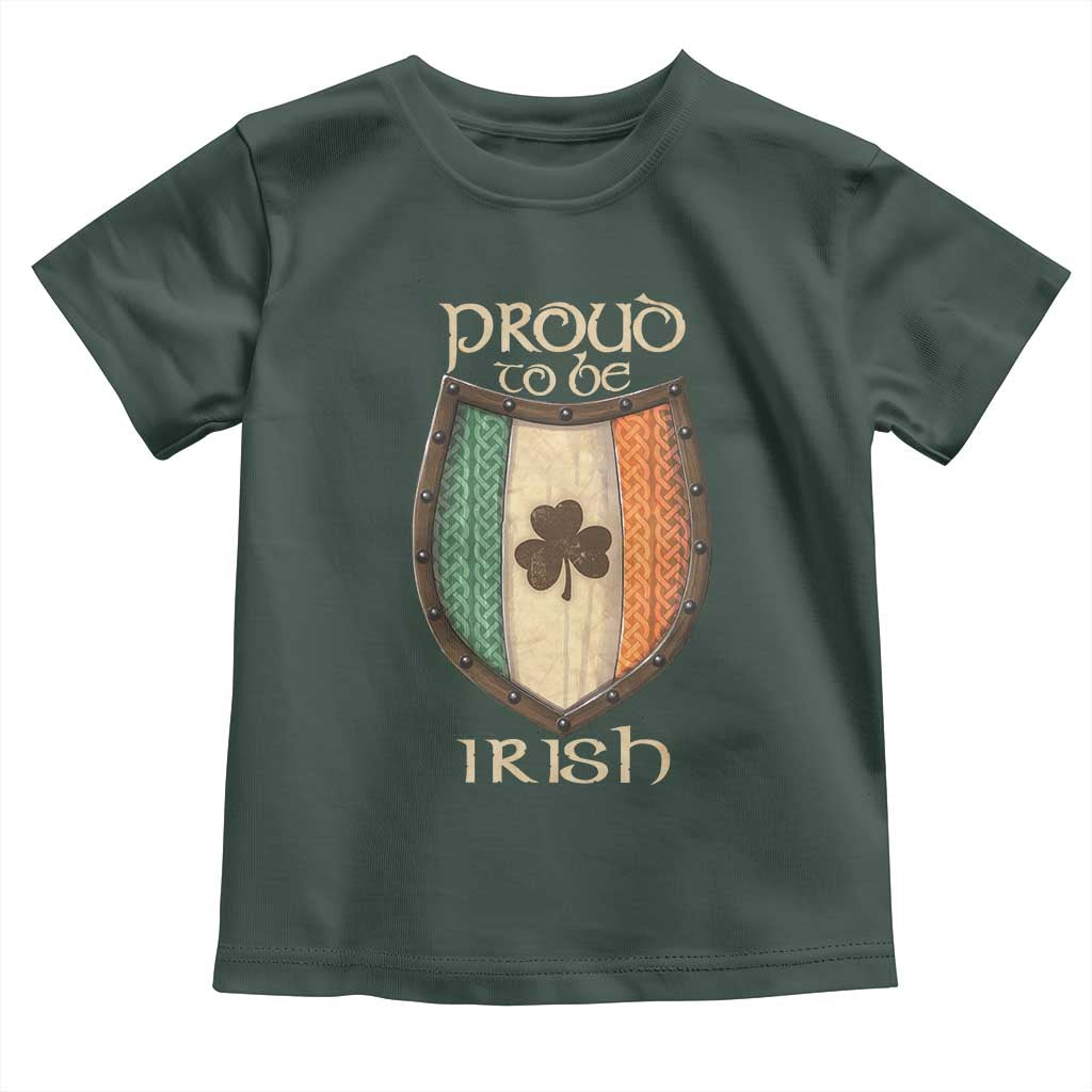 Proud To Be Irish Toddler T Shirt Celtic Shamrock Ireland Flag TS09 Dark Forest Green Print Your Wear