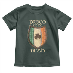 Proud To Be Irish Toddler T Shirt Celtic Shamrock Ireland Flag TS09 Dark Forest Green Print Your Wear
