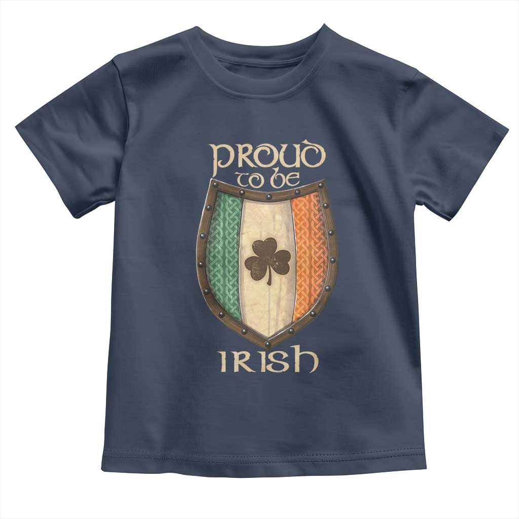Proud To Be Irish Toddler T Shirt Celtic Shamrock Ireland Flag TS09 Navy Print Your Wear