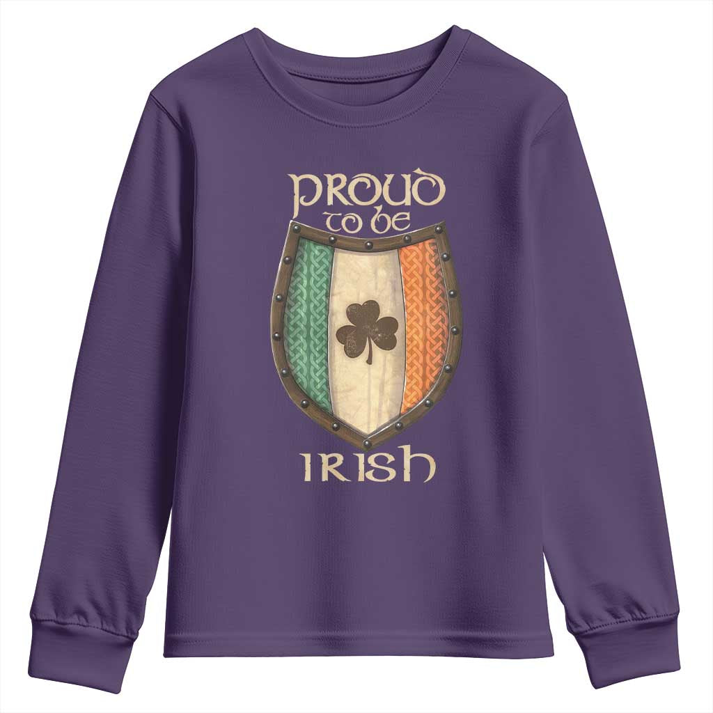 Proud To Be Irish Youth Sweatshirt Celtic Shamrock Ireland Flag TS09 Purple Print Your Wear