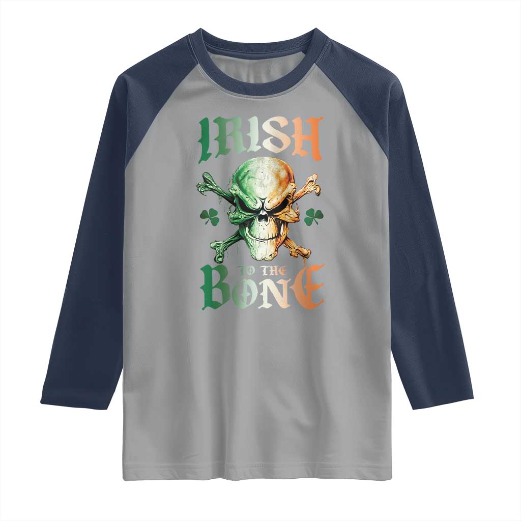 Irish Pride Raglan Shirt Irish To The Bone TS09 Sport Gray Navy Print Your Wear