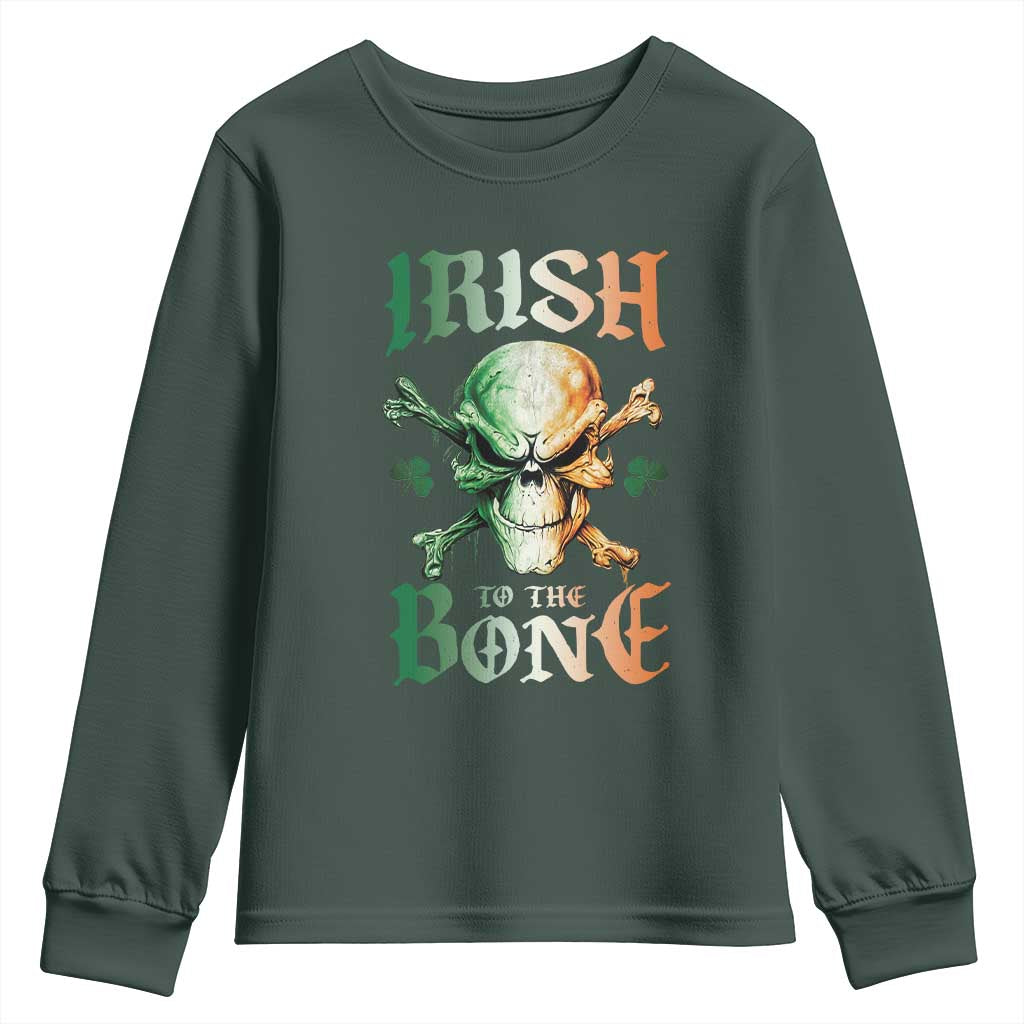 Irish Pride Youth Sweatshirt Irish To The Bone TS09 Dark Forest Green Print Your Wear