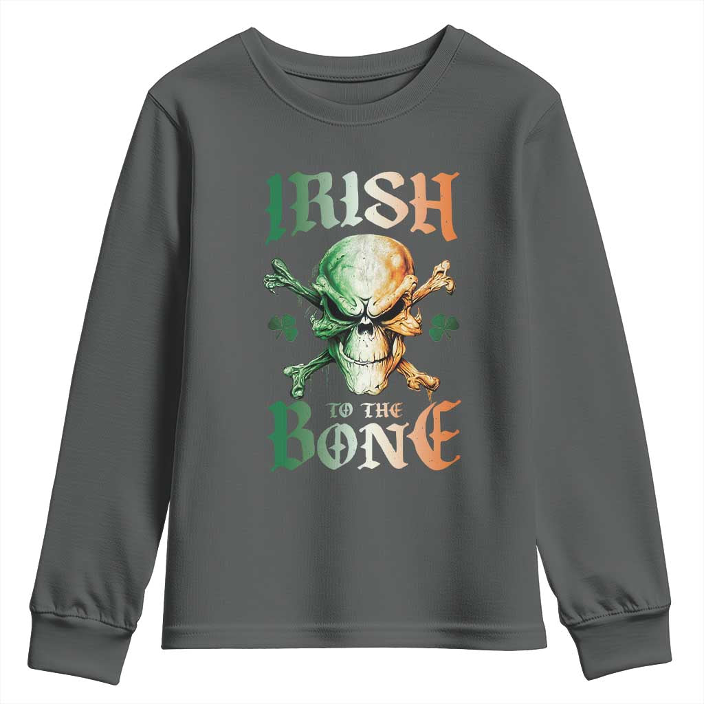 Irish Pride Youth Sweatshirt Irish To The Bone TS09 Dark Heather Print Your Wear