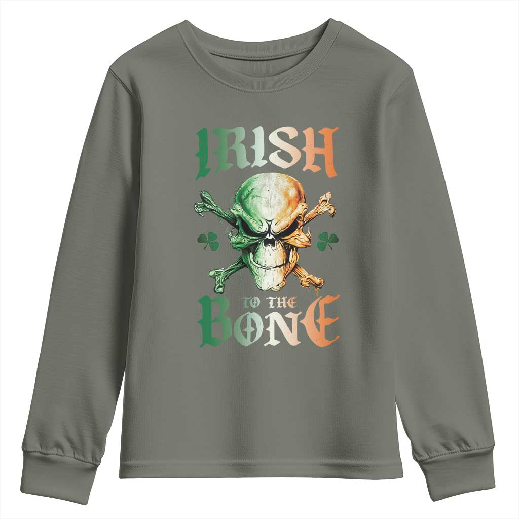 Irish Pride Youth Sweatshirt Irish To The Bone TS09 Military Green Print Your Wear