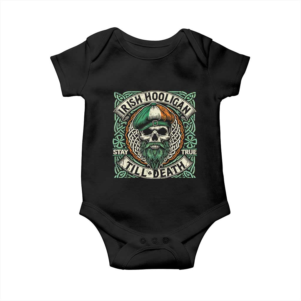 Irish Pride Baby Onesie Irish Hooligan Ireland Flag Skull TS09 Black Print Your Wear