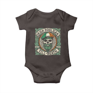 Irish Pride Baby Onesie Irish Hooligan Ireland Flag Skull TS09 Dark Chocolate Print Your Wear