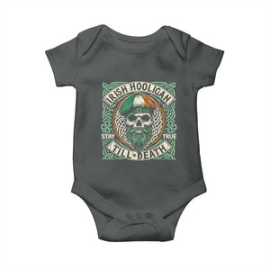 Irish Pride Baby Onesie Irish Hooligan Ireland Flag Skull TS09 Dark Heather Print Your Wear
