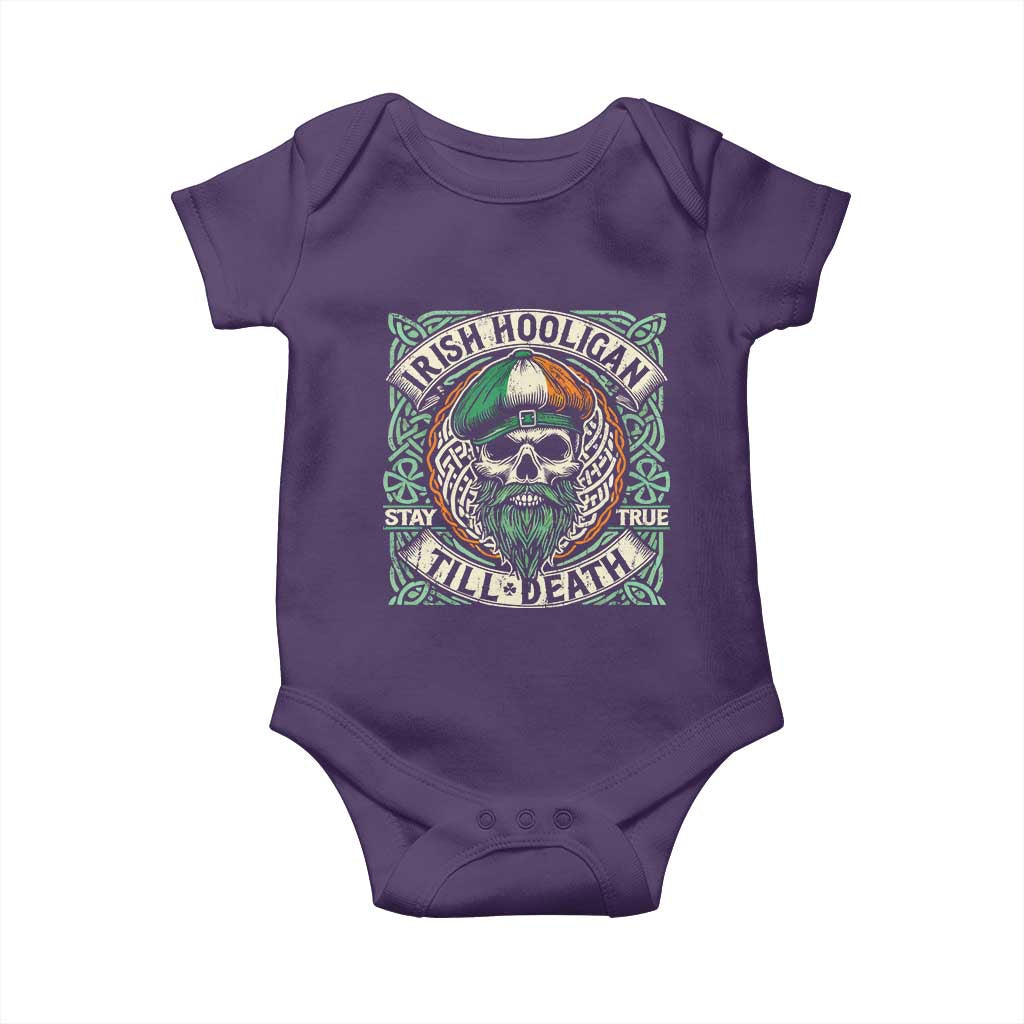 Irish Pride Baby Onesie Irish Hooligan Ireland Flag Skull TS09 Purple Print Your Wear