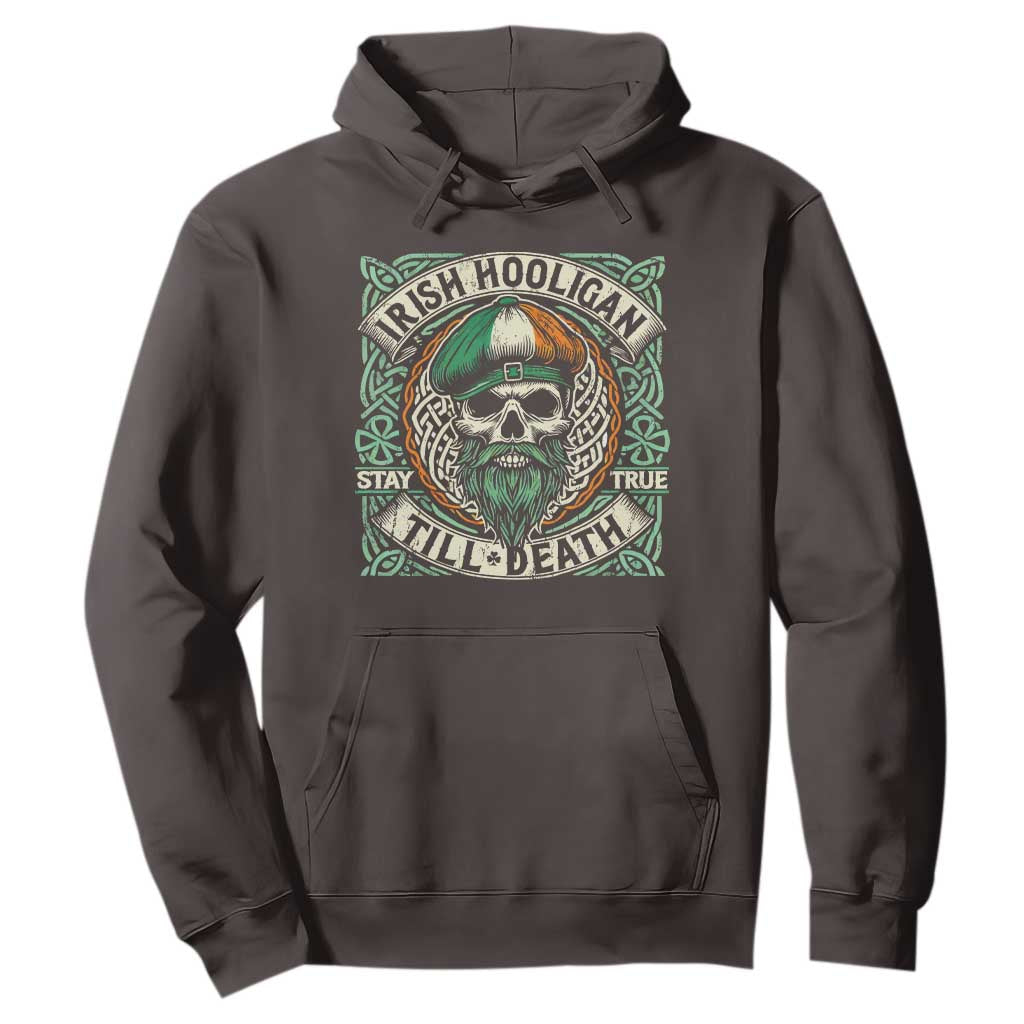 Irish Pride Hoodie Irish Hooligan Ireland Flag Skull TS09 Dark Chocolate Print Your Wear