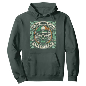 Irish Pride Hoodie Irish Hooligan Ireland Flag Skull TS09 Dark Forest Green Print Your Wear