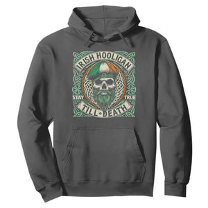 Irish Pride Hoodie Irish Hooligan Ireland Flag Skull TS09 Dark Heather Print Your Wear