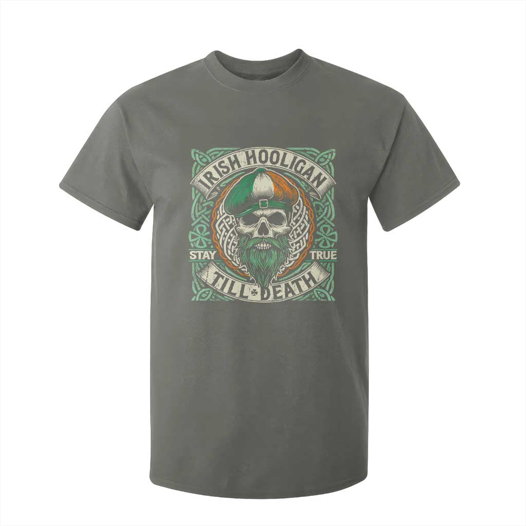 Irish Pride T Shirt For Kid Irish Hooligan Ireland Flag Skull TS09 Military Green Print Your Wear