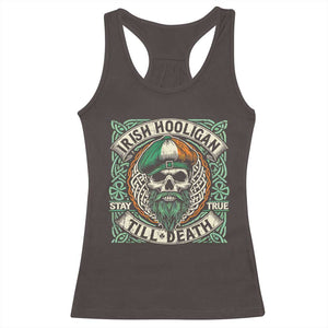 Irish Pride Racerback Tank Top Irish Hooligan Ireland Flag Skull TS09 Dark Chocolate Print Your Wear
