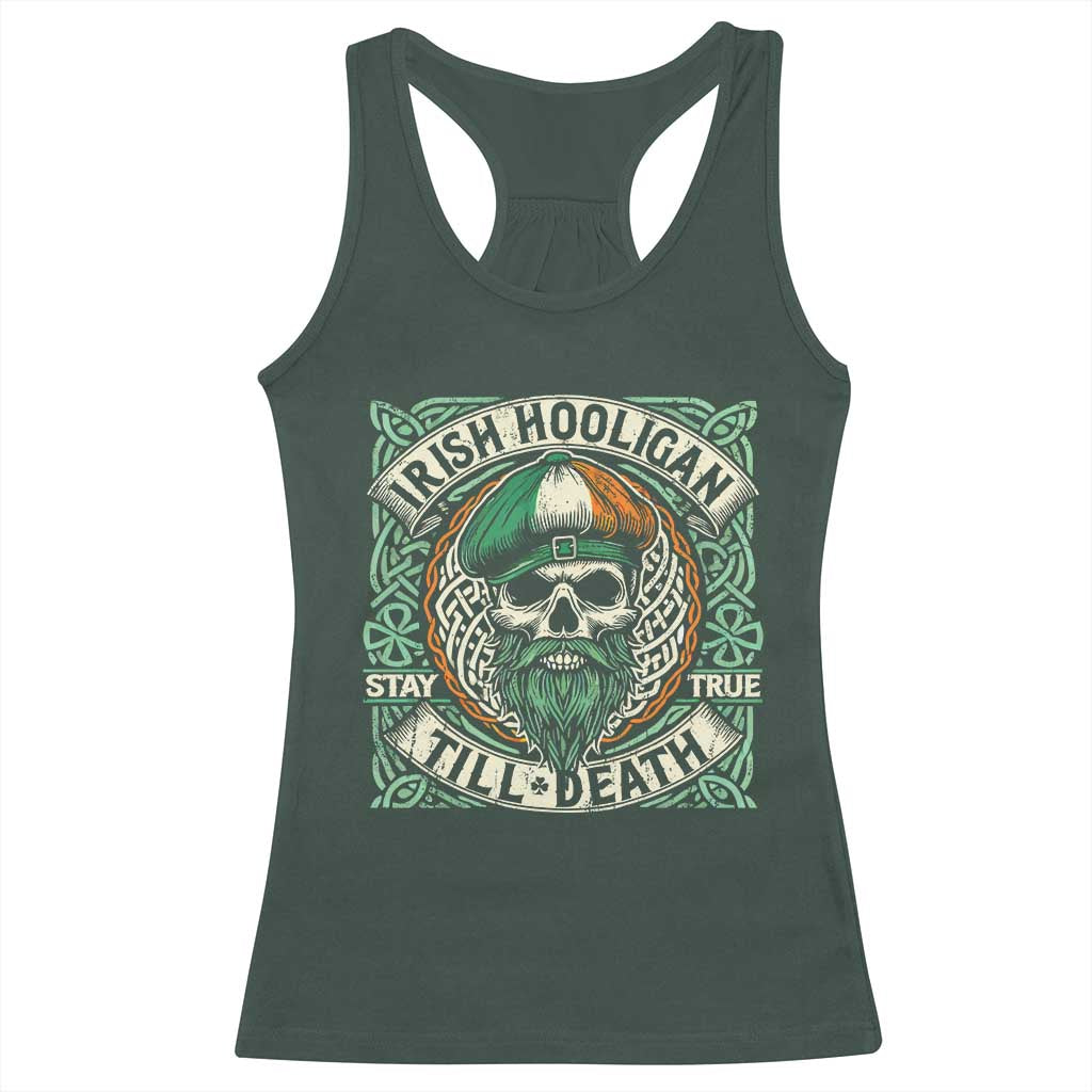 Irish Pride Racerback Tank Top Irish Hooligan Ireland Flag Skull TS09 Dark Forest Green Print Your Wear